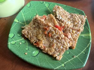 Tempe with sambal  at Lusidus in Yogyakarta
