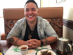 Smiles  at World of Falafel in Newtown