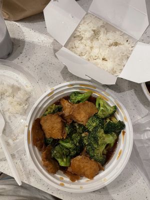 Chicken and broccoli.  at Veggie Heaven in Montclair