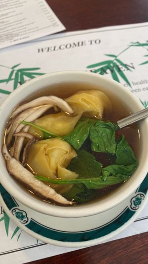 wonton soup(:   at Veggie Heaven in Montclair