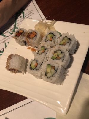 64 sweet potato roll 
63 vegetable rolls   at Veggie Heaven in Montclair