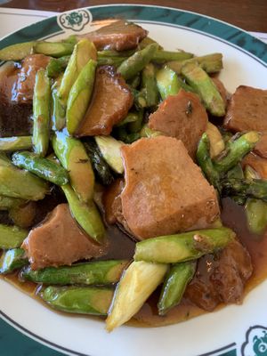 Asparagus “chicken"  at Veggie Heaven in Montclair