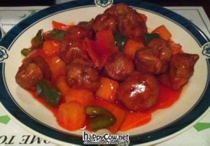 Sweet and Sour Chicken w/ wheat chicken instead of soy - Veggie Heaven at Veggie Heaven in Montclair