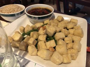 17. general tso’s crispy tofu with almond   at Veggie Heaven in Montclair