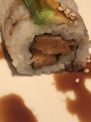 76. Chef’s special roll - Sweet potato roll inside avocado top teriyaki sauce with sesame   at Veggie Heaven in Montclair