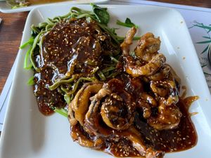 Five flavored crispy golden eel  at Veggie Heaven in Montclair