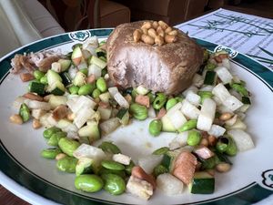 Taro chicken a la king with pine nut  at Veggie Heaven in Montclair