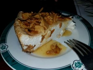 vegan cheesecake w/ roasted almonds at Veggie Heaven in Montclair