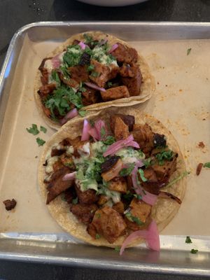 Vegan seitan al pastor tacos  at La Margarita in Indianapolis
