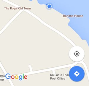 Blue dot is from sitting by water edge ; entrance is off main street) at SRI Restaurant  in Koh Lanta