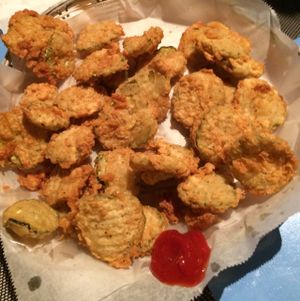 fried pickles were a pleasant find on our trip!  at Sandbar in San Pedro