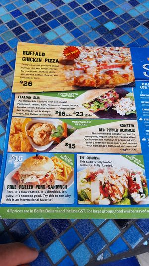 Menu at Sandbar in San Pedro