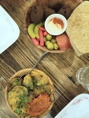 Falafel and Batata Mlaiye at Teta Mona in Brunswick East