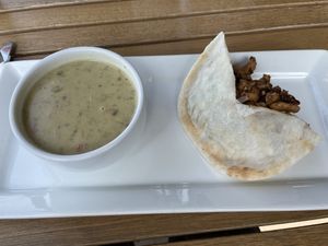 Shawarma-ish and potato soup  at Healthy Mama in Tecumseh