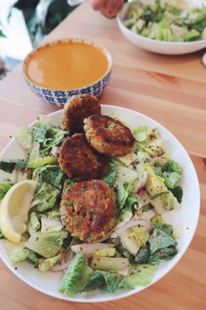 Vegan caesar salad and the soup of the day at Healthy Mama in Tecumseh
