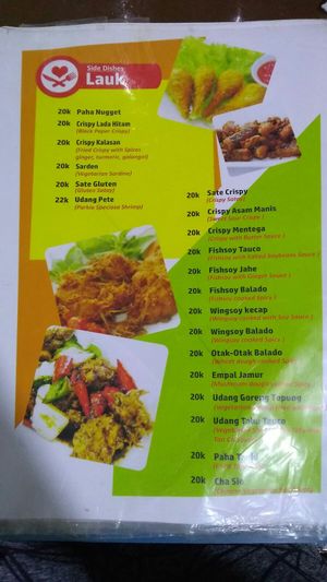 Menu at Veganissimo in Yogyakarta