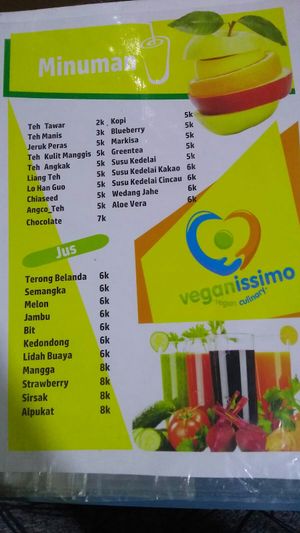 Drinks at Veganissimo in Yogyakarta