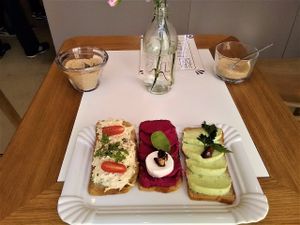 Traditional Czech chlebicky (small sandwiches) at I Like Veggie Food Tours in Prague