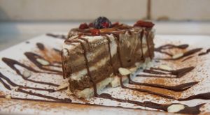 Vegan Raw Chocolate Coconut Pie at Garden of Eden in Santa Elena De Monteverde