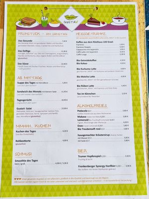 Menu at GustaV in Salzburg