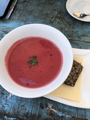 Soup of the day with seeded bread  at GustaV in Salzburg