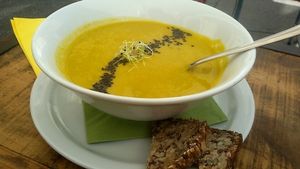 carrot-leek soup at GustaV in Salzburg