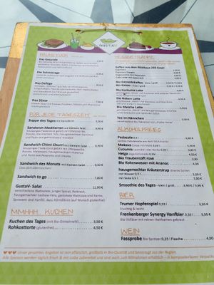 Menu at GustaV in Salzburg