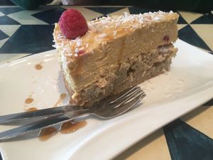 Cake of the day (papaya + mango)  at GustaV in Salzburg