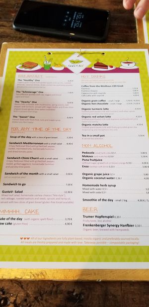 Menu at GustaV in Salzburg