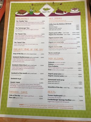Menu as at 22 Jan 2018 at GustaV in Salzburg