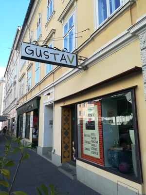 Restaurant front at GustaV in Salzburg