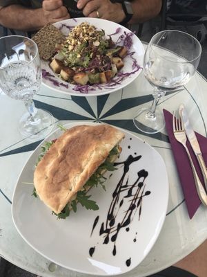 Very rich salad with crunchy homemade cashew cheese!!  It was really tasteful!!! at GustaV in Salzburg