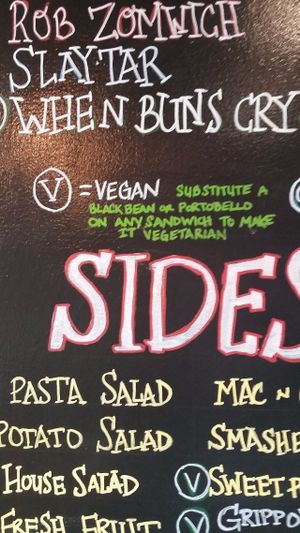 Labels vegan at Tickle Pickle in Cincinnati