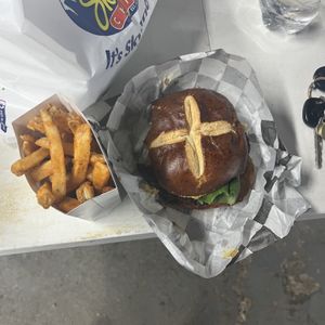 Buns N Roses w/ Fries  at Tickle Pickle in Cincinnati