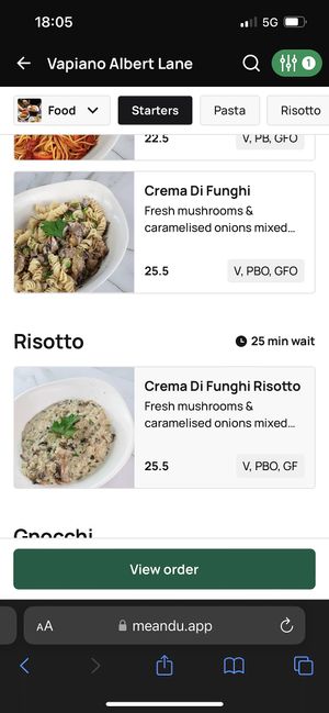 Vegan options  at Vapiano - Albert St in Brisbane