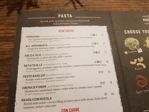 Pasta options at Vapiano - Albert St in Brisbane