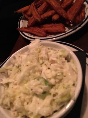 Vegan coke slaw and sweet potato fries at Smoke and Barrel in Washington