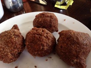 Sweet potato donuts- vegan without the sauce at Smoke and Barrel in Washington