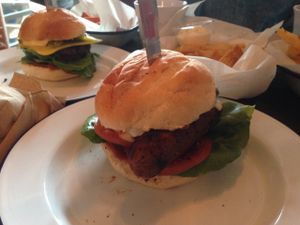 Spicy sausage burger and Classic cheese burger at Soul Burger in Randwick