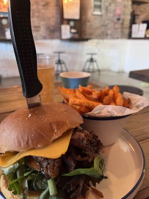 Brisket burger and sweet potato fries  at Soul Burger in Randwick
