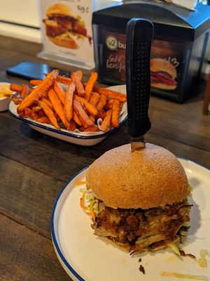 Burger and sweet potato fries at Soul Burger in Randwick