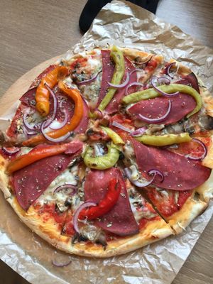 pepperoni pizza at Green Bus in Wroclaw