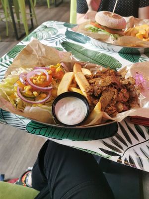 vegan kebab with garlic sauce at Green Bus in Wroclaw