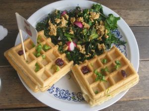 Savoury waffles at Misa Lisa Mega Vegan in Poznan