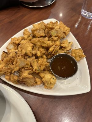 Onion pakoras  at Mayuri Indian Cuisine in Surrey