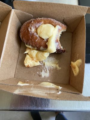 I definitely didn’t hold it flat while walking but so delicious! Custard doughnut   at Sweet Release in Wellington