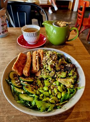 Green salad with extra tofu. at Sweet Release in Wellington