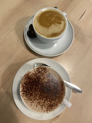 Oat Hot chocolate and soy latte   at Sweet Release in Wellington