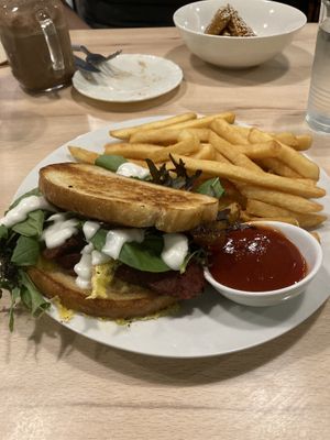 Pastrami sandwich and fries  at Sweet Release in Wellington