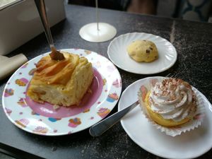 Lemon Cinnabon, Inception cookie and the best banoffe cake (gf) ever!! at Sweet Release in Wellington